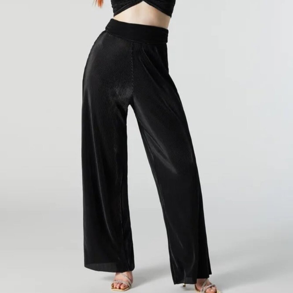 Boho Black Ribbed pants size Small flowy pants